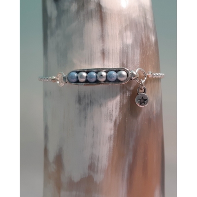 ballchain armbandje blauw/ zilver ballchain armbandje blauw/ zilver